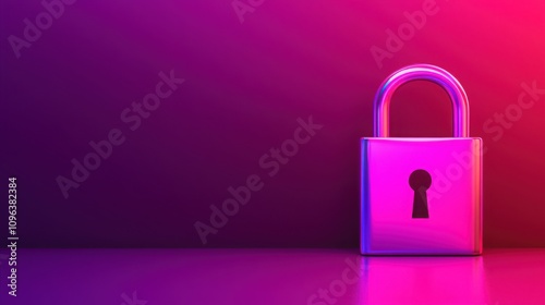 Anti tracking technology concepts. A modern padlock on a vibrant purple background, symbolizing security and protection.