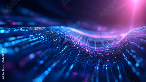 Futuristic Technology Abstract Background with Glowing Curved Lines