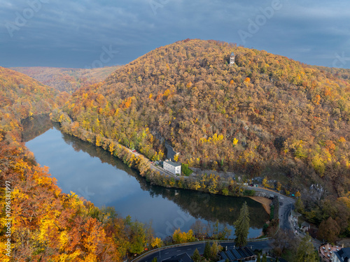 Autum forest lake Hamori in Lillafüred, Hungary