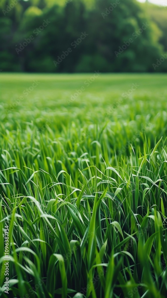A serene image of a vibrant field with dense grass, extending into a blurred forest, creating a tranquil atmosphere. A serene image of a vibrant field with dense grass, extending into a blurred forest, creating a tranquil atmosphere.