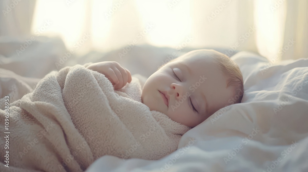 Cozy Baby Wrapped in Warm Blanket Sleeping Peacefully Cozy Baby Wrapped in Warm Blanket Sleeping Peacefully
