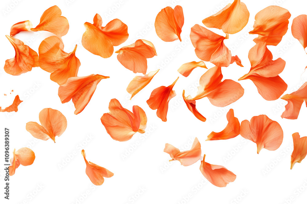 Floating orange flower petals isolated on transparent background Floating orange flower petals isolated on transparent background