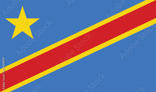 flag of DR Congo - Africa outline graphic element Illustration template design
