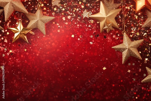 Background with golden stars and festive sparkle
