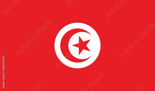 flag of Tunisia - Africa outline graphic element Illustration template design
