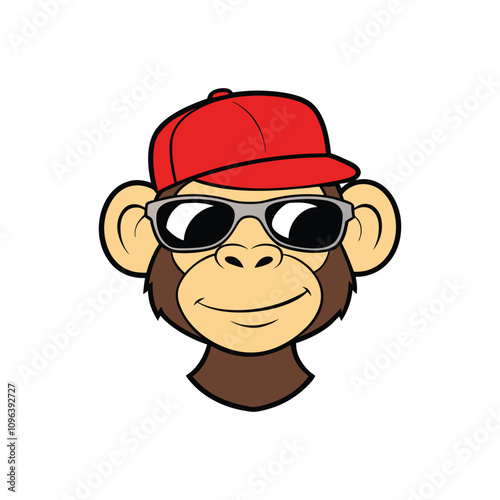 Monkey Logo Vector Illustration - Cool Design with Hat and Sunglasses