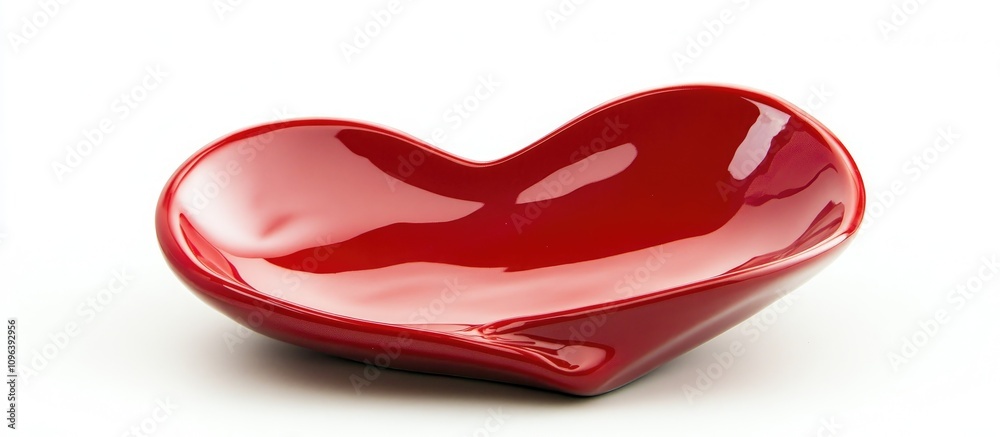 Red heart-shaped plate on a clean white background perfect for romantic celebrations and love-themed decor. Red heart-shaped plate on a clean white background perfect for romantic celebrations and love-themed decor.