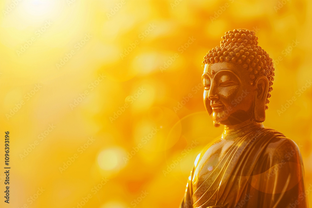 Greeting card with ancient statue great Buddha on holiday composition Greeting card with ancient statue great Buddha on holiday composition