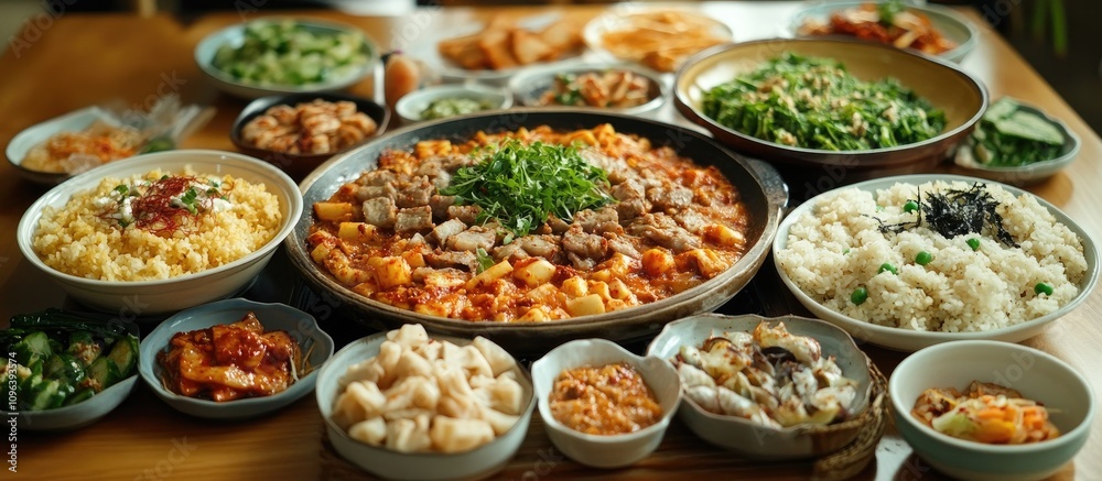 A delightful spread of delicious dishes served after a refreshing swim featuring vibrant colors and fresh ingredients A delightful spread of delicious dishes served after a refreshing swim featuring vibrant colors and fresh ingredients