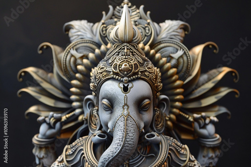Greeting card with bright holiday composition for Ganesh Chaturthi