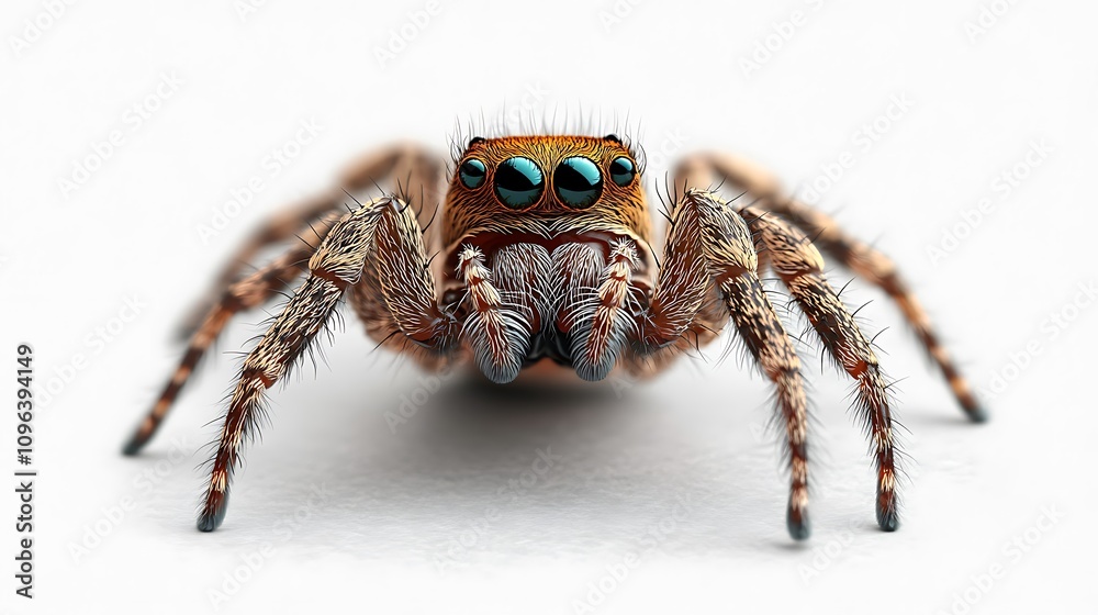 Fototapeta premium Close-up of a jumping spider isolated on transparent background.