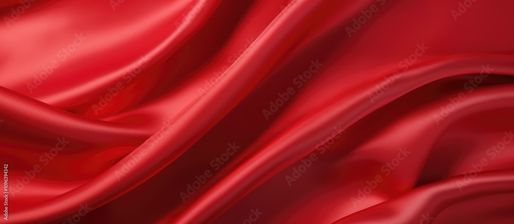 Obraz premium Luxurious red satin fabric texture with elegant draping and smooth surface ideal for elegant designs or backgrounds with ample space for text