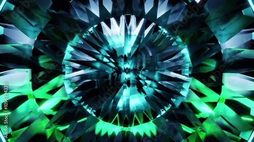 Blue iced and green crystalized wheel background endless VJ loop