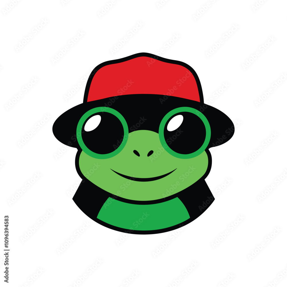Frog Wearing Hat and Sunglasses Vector - Playful and Creative Illustration Frog Wearing Hat and Sunglasses Vector - Playful and Creative Illustration