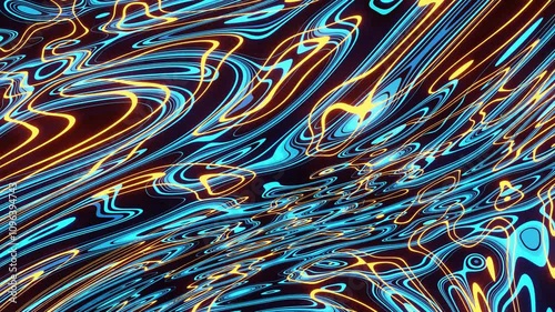 Blue and gold oil waves background endless VJ loop