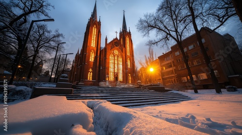 Historic Church Snow Covered Steps photo