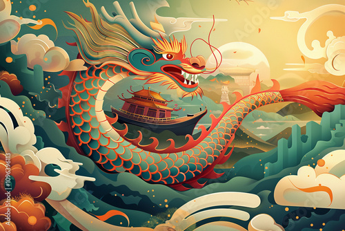 Beautiful holiday composition for celebrate chinese dragon boat festival