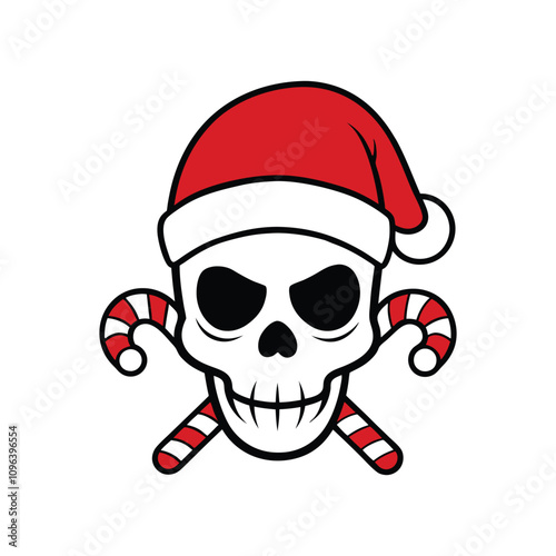 Christmas skull and candy canes crossbones cuttable design