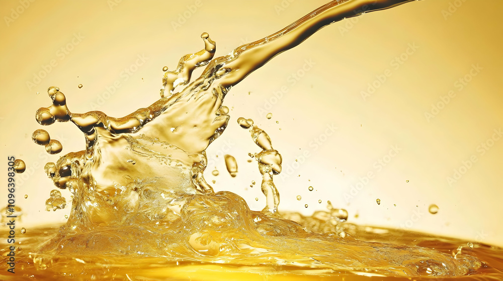 Vibrant Splash of Yellow Oil on a Bright Background Vibrant Splash of Yellow Oil on a Bright Background
