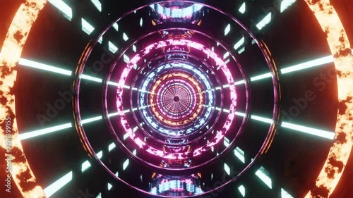 Light sided sci-fi VJ loop background with blue and purple circles