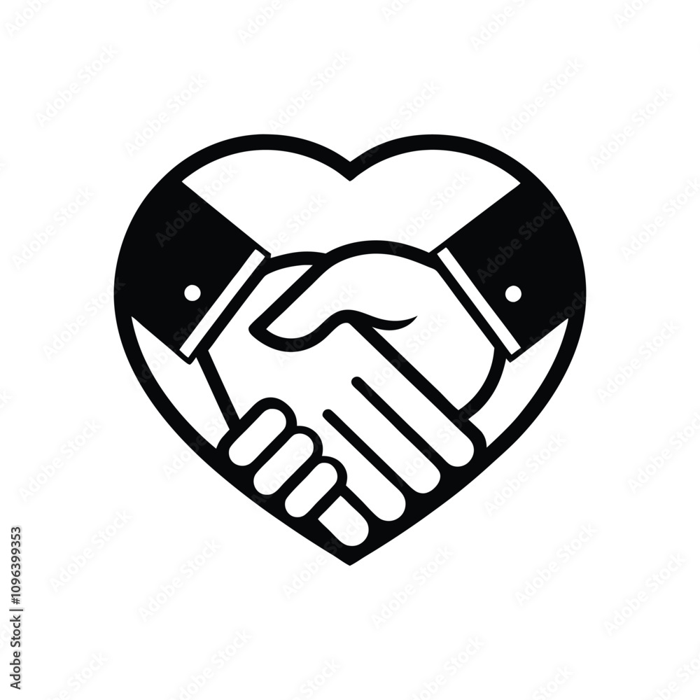 handshake in heart icon vector illustration