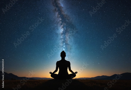 silhouette of buddha meditating cosmic