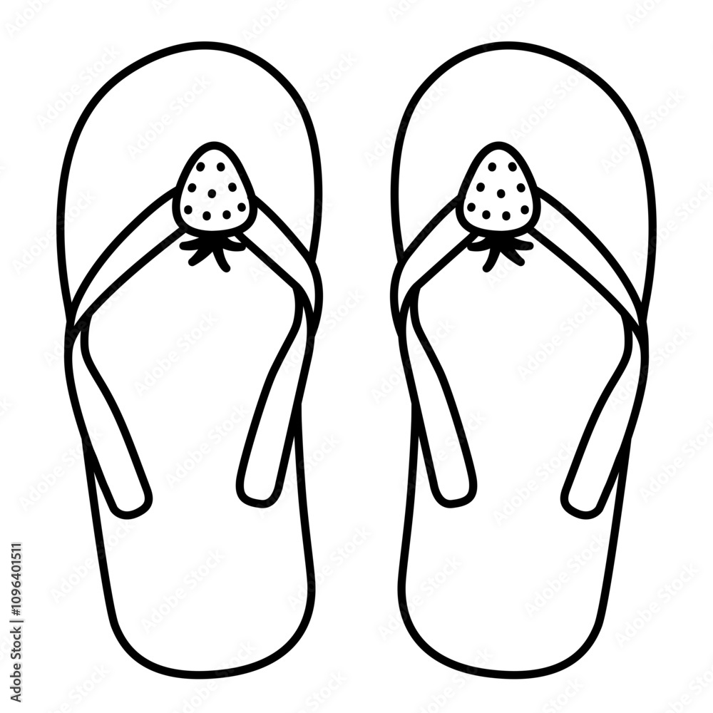 Sandal Flip Flop Strawberry 1 outline Sandal Flip Flop Strawberry 1 outline