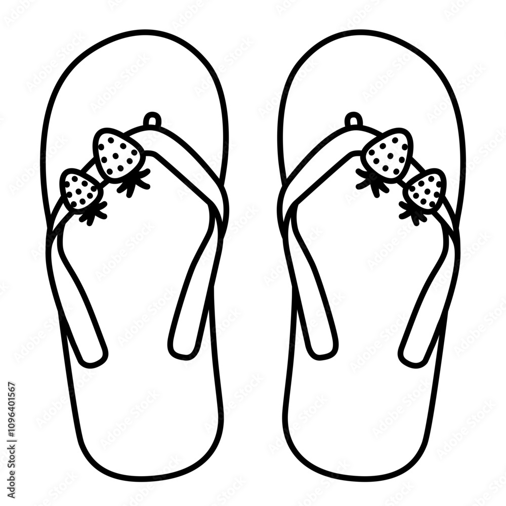 Sandal Flip Flop Strawberry 2 outline Sandal Flip Flop Strawberry 2 outline
