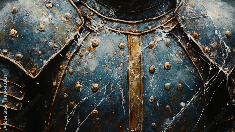 Naklejka premium Aged Metal Armor Shows Time And Wear