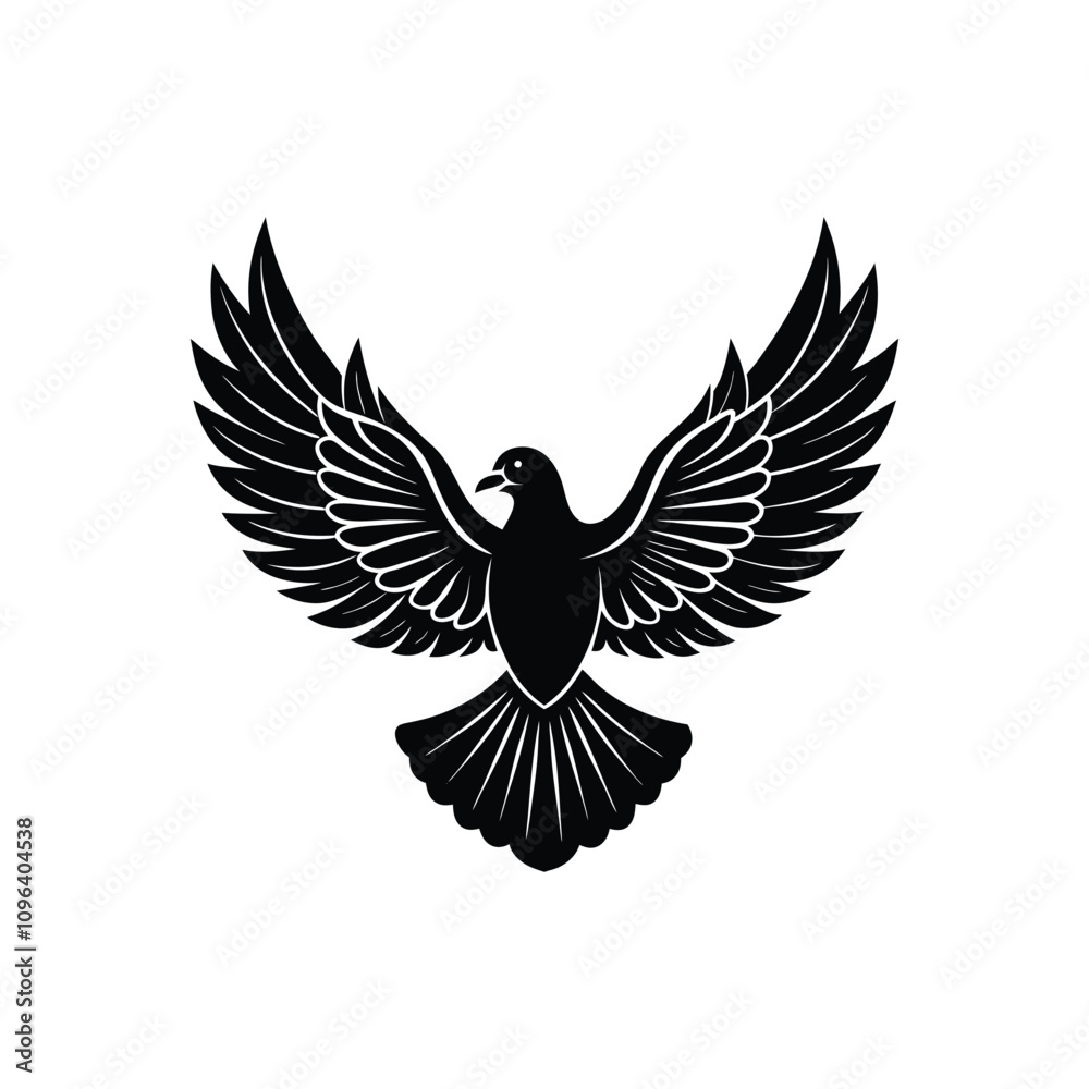 Fototapeta premium dove with wings silhouette vector illustration