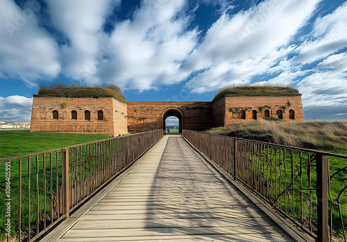 Entrance to the Historic Fort in Tlemcen Under Dramatic Clouds