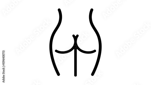 female naked back, black isolated silhouette