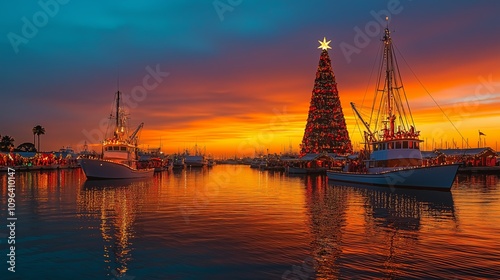 Cozy Harbor Christmas Festival Water Reflection