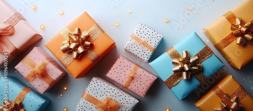 Vibrant assortment of beautifully wrapped gift boxes in various colors on a clean white background ideal for festive celebrations.