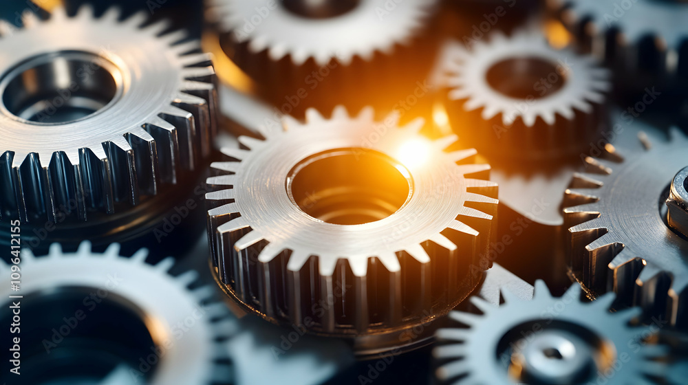 Interlocking Metal Gears. Precise Machine Components Interlocking Metal Gears. Precise Machine Components