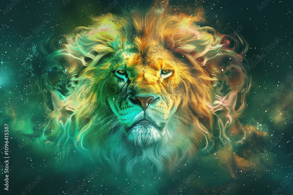 Astrological composition with concept of Leo zodiac sign symbol Astrological composition with concept of Leo zodiac sign symbol