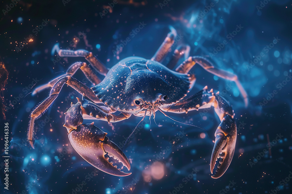 Astrological composition with concept of Cancer zodiac sign symbol