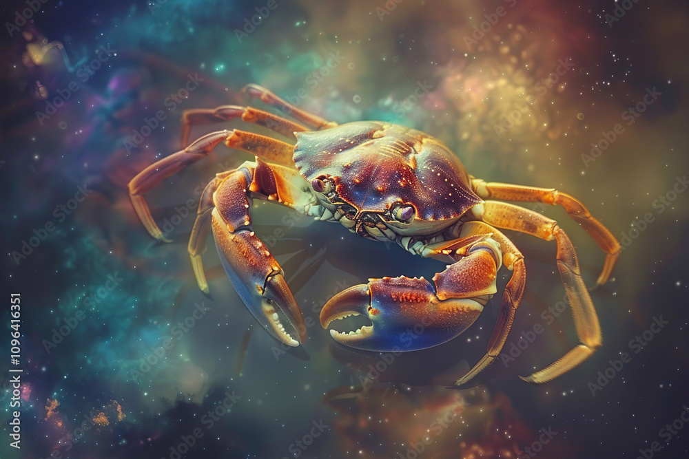 Astrological composition with concept of Cancer zodiac sign symbol Astrological composition with concept of Cancer zodiac sign symbol