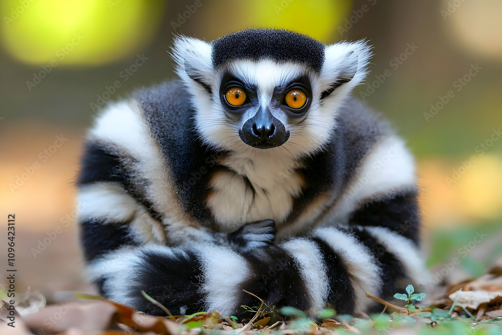 Obraz premium Ring-tailed Lemur Sitting, Wildlife Photography