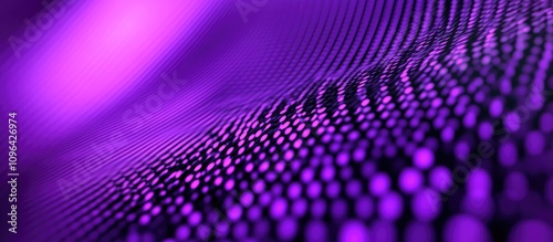 Vibrant purple illuminated abstract background with dynamic blurred wave patterns and glossy circular elements.