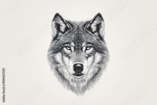 Striking wolf head design with realistic texture and gray tones