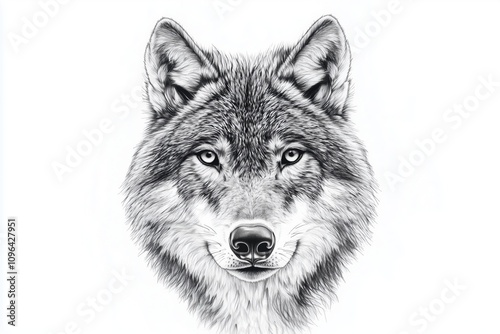 Precise wolf tattoo with sharp eyes and fine contours