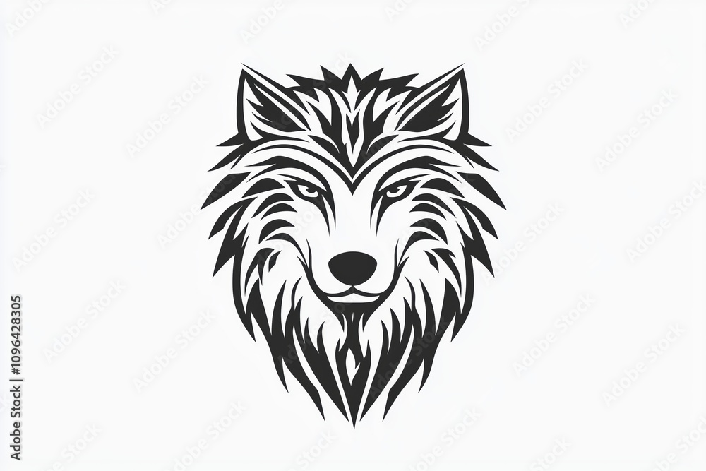 Obraz premium Black wolf head tattoo with sharp details and depth