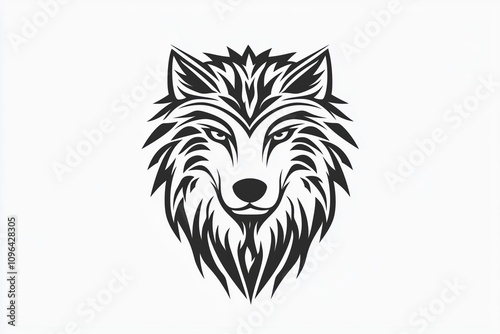 Black wolf head tattoo with sharp details and depth