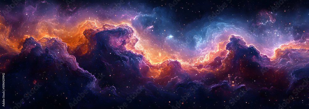 A mesmerizing digital art piece depicting the vastness of space, with swirling galaxies, shimmering stars, and nebulae in vibrant colors. The composition evokes a sense of awe and wonder, capturing th A mesmerizing digital art piece depicting the vastness of space, with swirling galaxies, shimmering stars, and nebulae in vibrant colors. The composition evokes a sense of awe and wonder, capturing th
