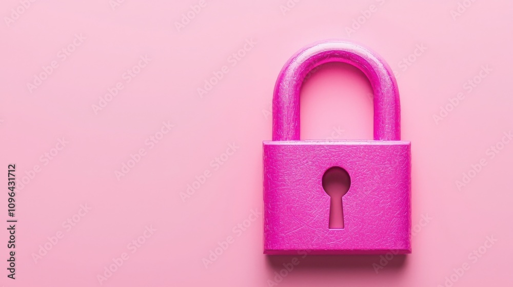Anti tracking protection concepts. A vibrant pink padlock sits against a soft pink background, symbolizing security, protection, and privacy. Anti tracking protection concepts. A vibrant pink padlock sits against a soft pink background, symbolizing security, protection, and privacy.