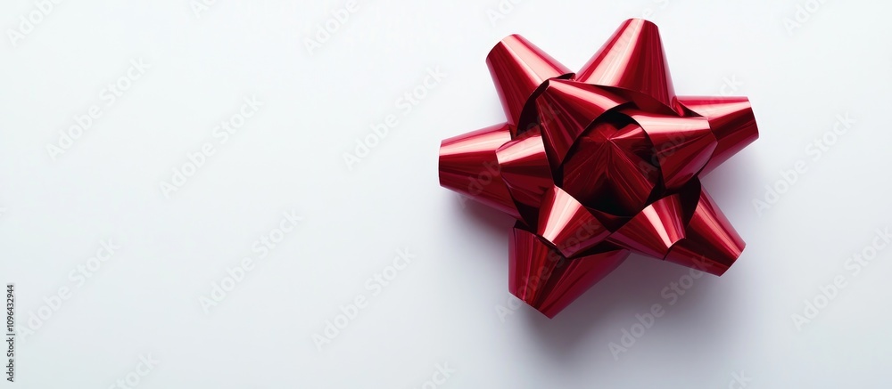 Red decorative gift bow on a clean white background ideal for festive occasions and holiday promotions with clipping path included. Red decorative gift bow on a clean white background ideal for festive occasions and holiday promotions with clipping path included.