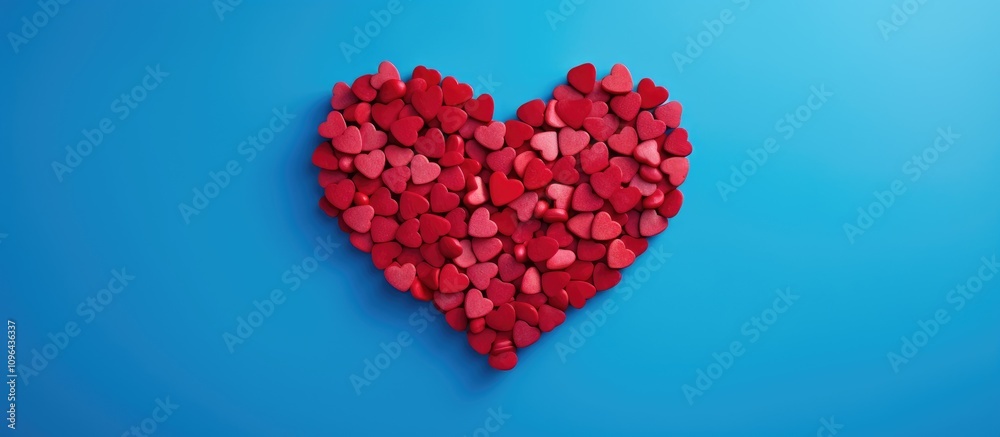 Candy heart shape on vibrant blue background symbolizing love and affection suitable for Valentine's Day or romantic themes.