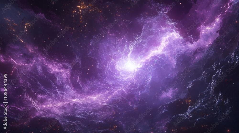 Naklejka premium Cosmic Nebula: A Purple Galaxy