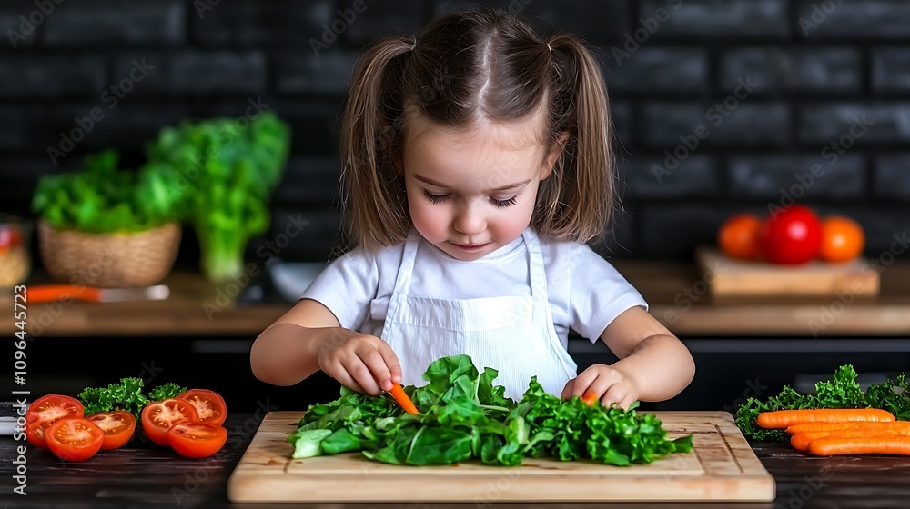 Joyful Child Engaged in Playful Cooking in Modern Kitchen Setting, Featuring Fresh Vegetables and Healthy Food Preparation Activities for Kids Joyful Child Engaged in Playful Cooking in Modern Kitchen Setting, Featuring Fresh Vegetables and Healthy Food Preparation Activities for Kids